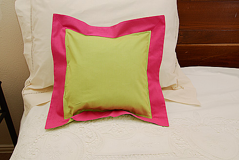 Hemstitch Multicolor Baby Square 12x12".Hot Green & Fuchsia